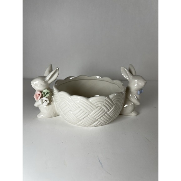 Other - Bunny Love Double‎ Bunny Handled Bowl | Ceramic Easter Candy Dish | NEW